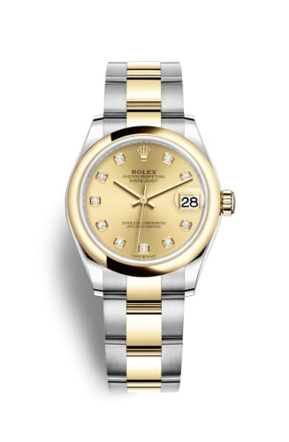 Rolex Datejust 31 Stainless Steel / Yellow Gold / Domed / Champagne - Diamond / Oyster