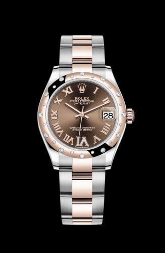 Rolex Datejust 31 Stainless Steel/ Rose Gold / Domed - Diamond / Chocolate - Roman / Oyster
