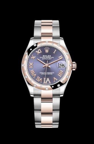 Rolex Datejust 31 Stainless Steel/ Rose Gold / Domed - Diamond / Aubergine - Roman / Oyster
