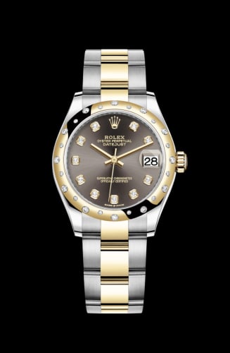Rolex Datejust 31 Stainless Steel / Yellow Gold / Domed - Diamond / Grey - Diamond / Oyster