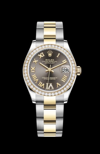 Rolex Datejust 31 Stainless Steel / Yellow Gold / Diamond / Grey - Roman / Oyster