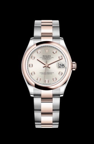 Rolex Datejust 31 Stainless Steel / Rose Gold / Domed / Silver - Diamond / Oyster