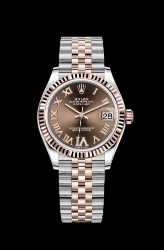 Rolex Datejust 31 Stainless Steel/ Rose Gold / Fluted / Chocolate - Roman / Jubilee