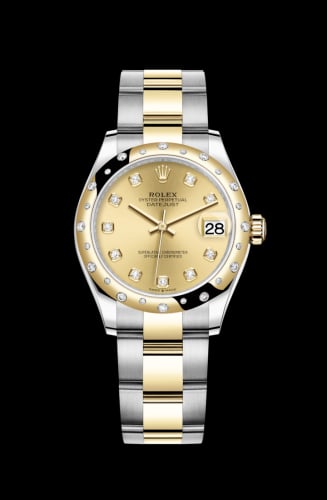 Rolex Datejust 31 Stainless Steel / Yellow Gold / Domed - Diamond / Champagne - Diamond / Oyster