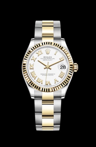 Rolex Datejust 31 Stainless Steel / Yellow Gold / Fluted / White - Roman / Oyster