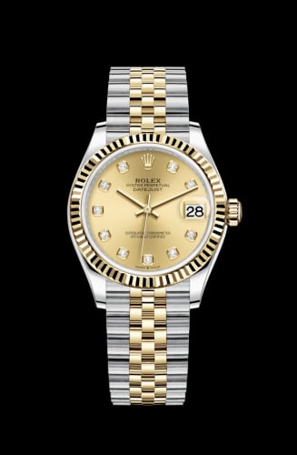 Rolex Datejust 31 Stainless Steel / Yellow Gold / Fluted / Champagne - Diamond / Jubilee