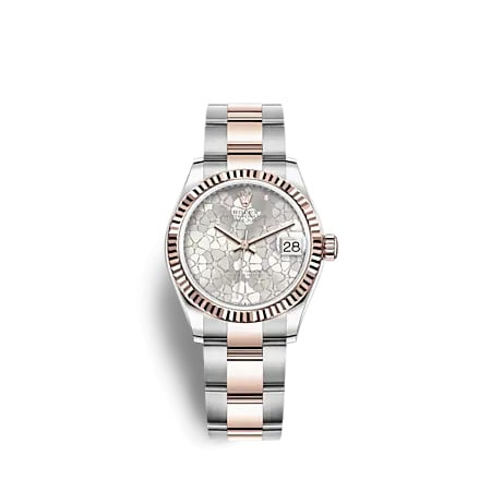 Rolex Datejust 31 Stainless Steel/ Rose Gold / Fluted / Silver - Floral / Oyster