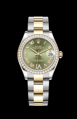 Rolex Datejust 31 Stainless Steel / Yellow Gold / Diamond / Olive - Roman / Oyster