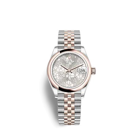 Rolex Datejust 31 Stainless Steel / Rose Gold / Domed / Silver - Floral / Jubilee