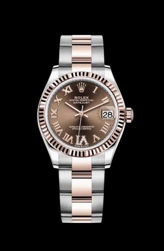 Rolex Datejust 31 Stainless Steel/ Rose Gold / Fluted / Chocolate - Roman / Oyster