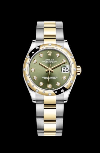 Rolex Datejust 31 Stainless Steel / Yellow Gold / Domed - Diamond / Olive - Diamond / Oyster