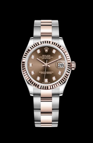 Rolex Datejust 31 Stainless Steel/ Rose Gold / Fluted / Chocolate - Diamond / Oyster