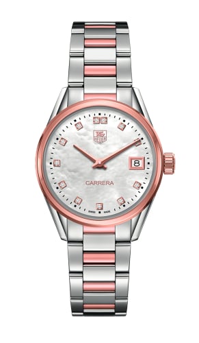 TAG Heuer Carrera Lady Quartz 32 Stainless Steel / Rose Gold / MOP - Diamond / Bracelet