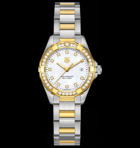 TAG Heuer Aquaracer 300M Quartz 27 Stainless Steel / Yellow Gold / Diamond / MOP - Diamond / Bracelet