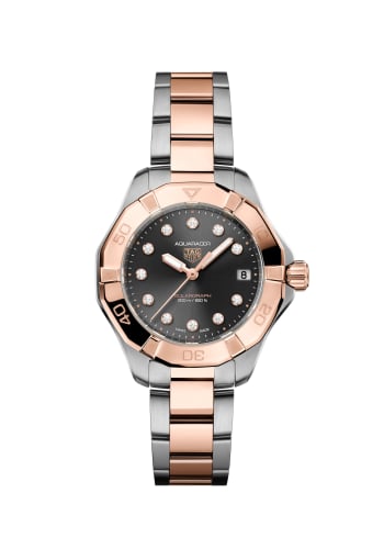 TAG Heuer Aquaracer Professional 200 Solargraph 34 Stainless Steel - Rose Gold / Grey - Diamond
