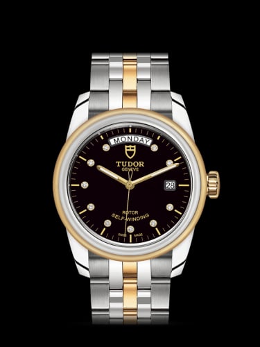 Tudor Glamour Day + Date Stainless Steel / Yellow Gold / Black-Diamond / Bracelet