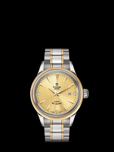 Tudor Style 28 Stainless Steel / Yellow Gold / Champagne-Diamond / Bracelet