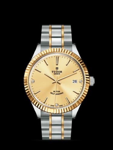 Tudor Style 38 Stainless Steel / Yellow Gold / Fluted / Champagne-Diamond / Bracelet