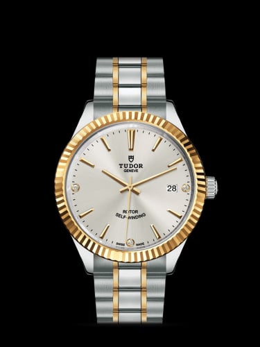Tudor Style 38 Stainless Steel / Yellow Gold / Fluted / Silver-Diamond / Bracelet