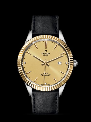 Tudor Style 41 Stainless Steel / Yellow Gold / Fluted / Champagne-Diamond / Strap