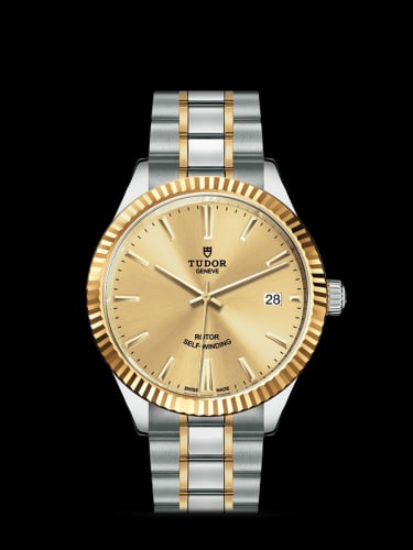 Tudor Style 38 Stainless Steel / Yellow Gold / Fluted / Champagne / Bracelet