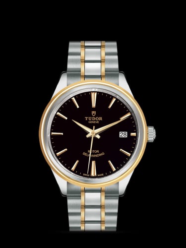 Tudor Style 38 Stainless Steel / Yellow Gold / Black / Bracelet