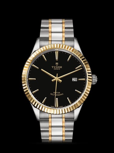 Tudor Style 41 Stainless Steel / Yellow Gold / Fluted / Black / Bracelet