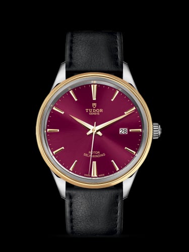 Tudor Style 41 Stainless Steel / Yellow Gold / Burgundy / Strap