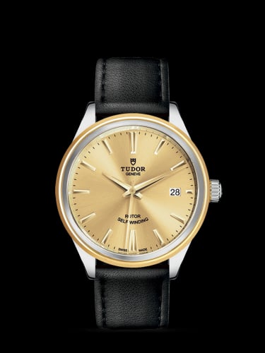 Tudor Style 38 Stainless Steel / Yellow Gold / Champagne / Strap