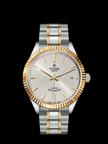 Tudor Style 38 Stainless Steel / Yellow Gold / Fluted / Silver / Bracelet