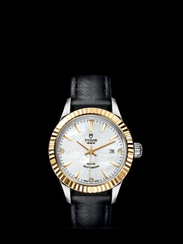 Tudor Style 28 Stainless Steel / Yellow Gold / Fluted / MOP-Diamond / Strap