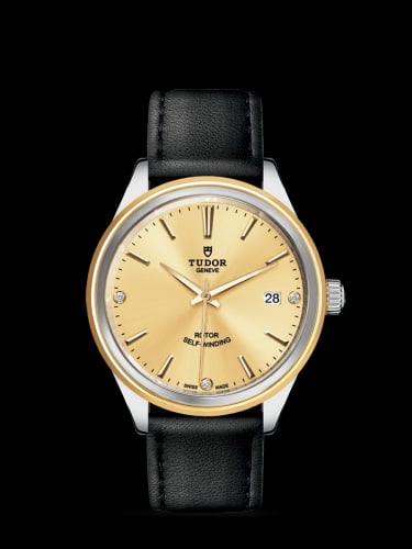 Tudor Style 38 Stainless Steel / Yellow Gold / Champagne-Diamond / Strap