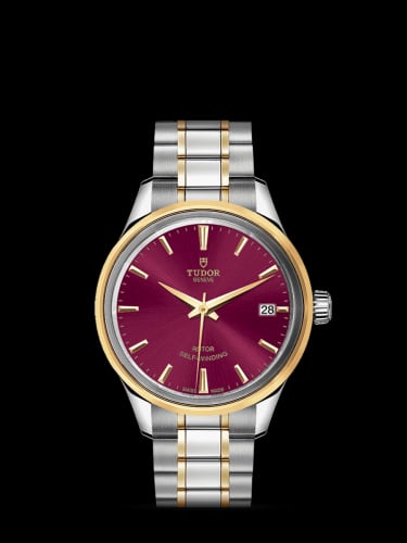 Tudor Style 34 Stainless Steel / Yellow Gold / Burgundy / Bracelet