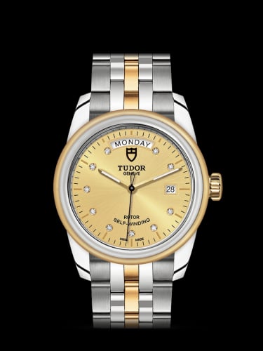 Tudor Glamour Day + Date Stainless Steel / Yellow Gold / Champagne-Diamond / Bracelet
