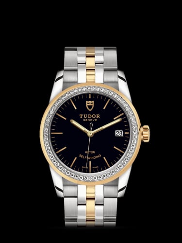 Tudor Glamour Date 36 Stainless Steel / Yellow Gold / Diamond / Black / Bracelet