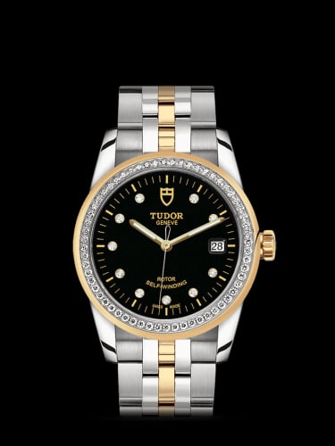Tudor Glamour Date 36 Stainless Steel / Yellow Gold / Diamond / Black-Diamond / Bracelet