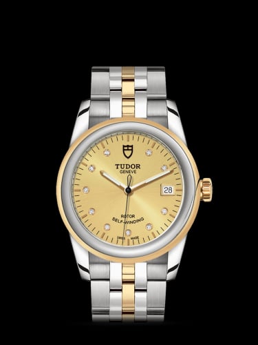Tudor Glamour Date 36 Stainless Steel / Yellow Gold / Champagne-Diamond / Bracelet