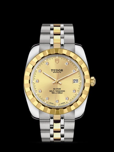 Tudor Classic 38 Stainless Steel / Yellow Gold / Fluted / Champagne-Diamond / Bracelet