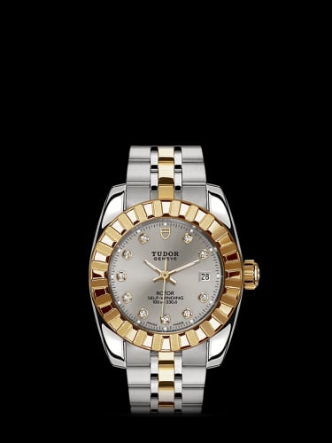Tudor Classic 28 Stainless Steel / Yellow Gold / Fluted / Silver-Diamond / Bracelet