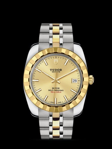Tudor Classic 38 Stainless Steel / Yellow Gold / Fluted / Champagne / Bracelet