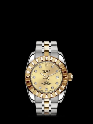 Tudor Classic 28 Stainless Steel / Yellow Gold / Fluted / Champagne-Diamond / Bracelet