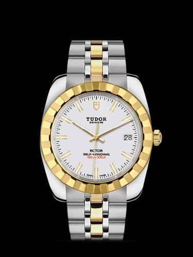 Tudor Classic 38 Stainless Steel / Yellow Gold / Fluted / White / Bracelet