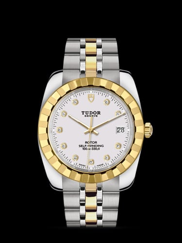 Tudor Classic 38 Stainless Steel / Yellow Gold / Fluted / White-Diamond / Bracelet