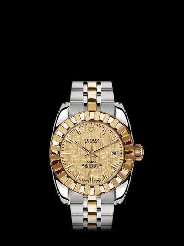 Tudor Classic 28 Stainless Steel / Yellow Gold / Fluted / Champagne / Bracelet