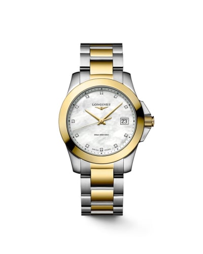 Longines Conquest Quartz 34 Stainless Steel - Yellow Gold / MOP
