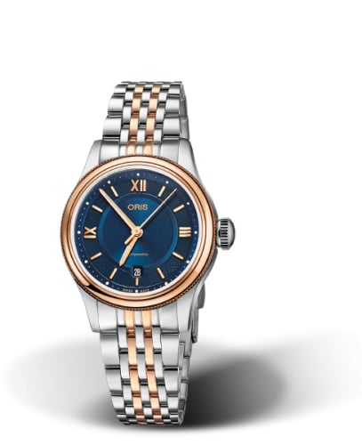 Oris Classic Date Lady 28.5 Stainless Steel - Rose Gold / Blue / Bracelet
