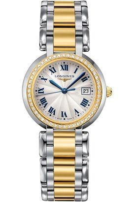 Longines PrimaLuna Quartz 30 Stainless Steel / Yellow Gold / Diamond / Silver - Roman / Bracelet