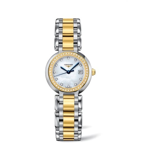 Longines PrimaLuna Quartz 26.5 Stainless Steel / Yellow Gold / Diamond / MOP / Bracelet