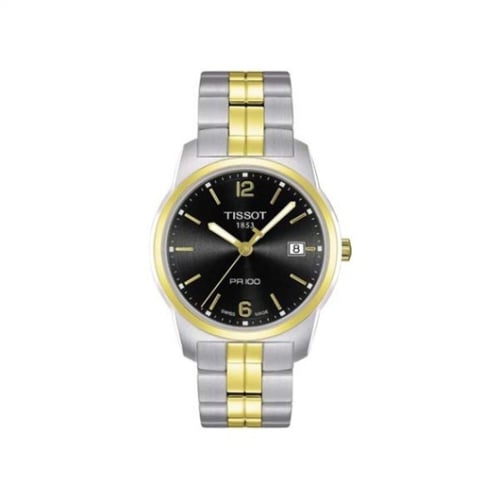 Tissot PR 100 Quartz 38 Stainless Steel / Yellow Gold PVD / Black / Bracelet