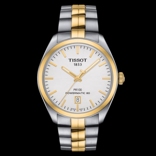 Tissot PR 100 Powermatic 80 39 Stainless Steel / Yellow Gold PVD / Silver / Bracelet